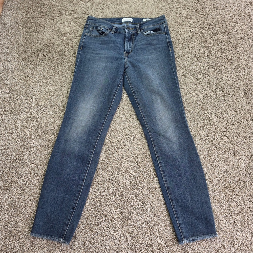 Jessica Simpson High Rise Skinny Ankle Jeans Womens 4/27 Blue Raw‎ Hem Denim